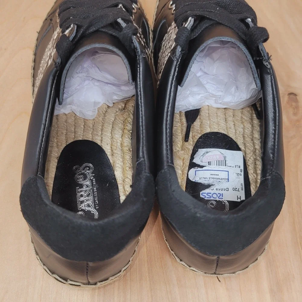 Carlos Santana Women's Sneakers 8 M Giselle black Leather Snake Print Espadrille